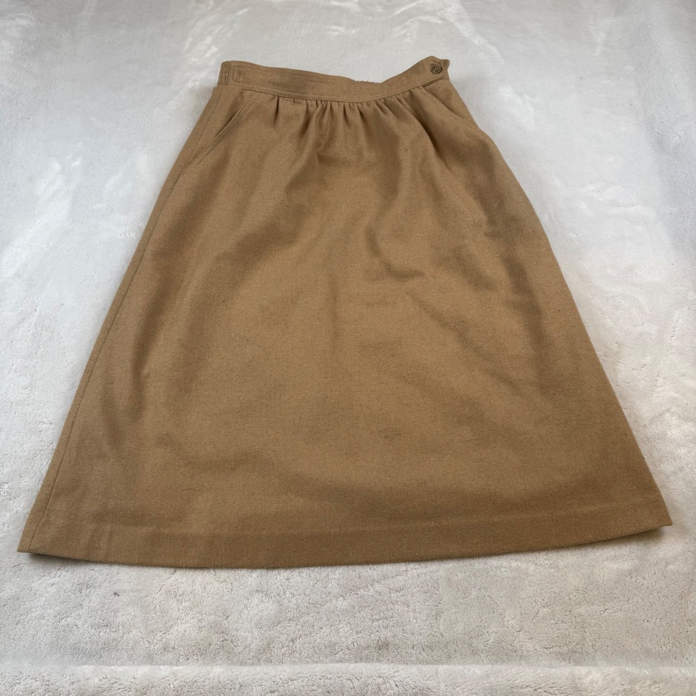 Summit Sportswear Camel Wool Blend A Line Midi Skirt Size 10